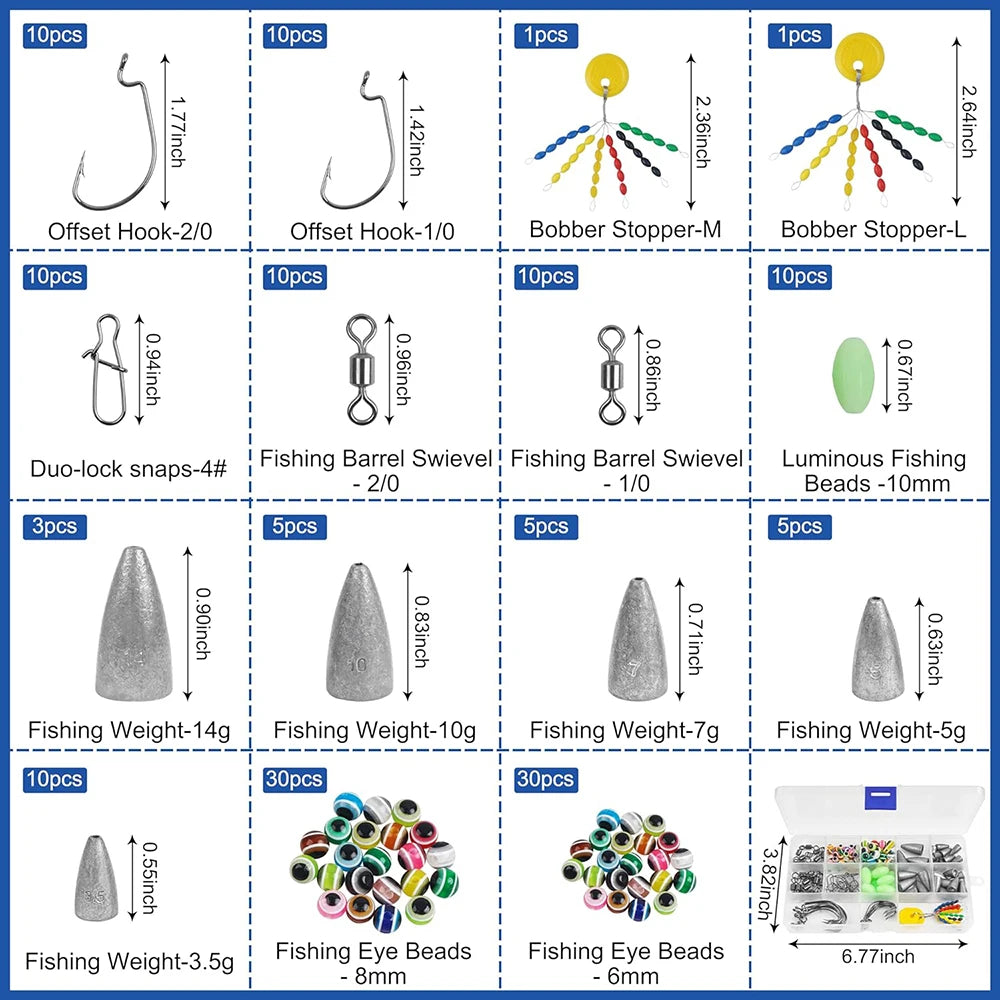 150Pcs Texas Rig Carolina Rig Kit