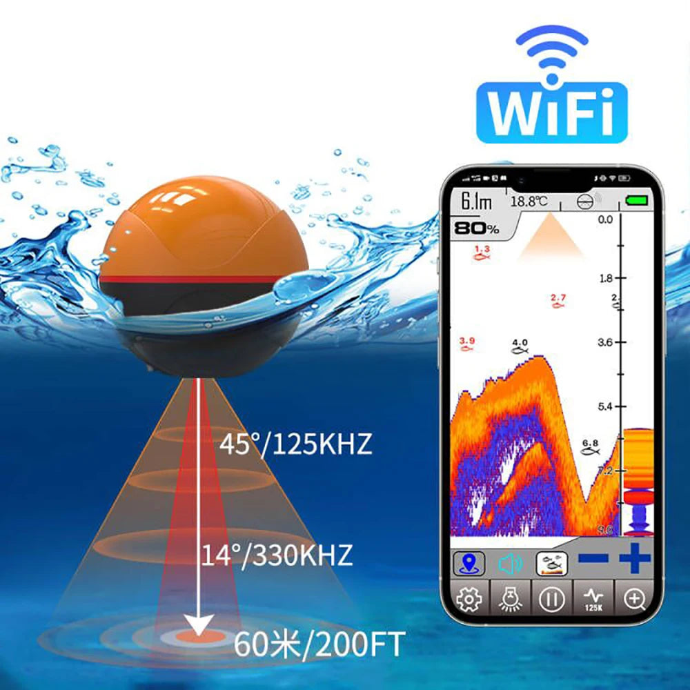 Erchang F68 Wifi Fish Finder Sonar For Fishing 125khz/330khz