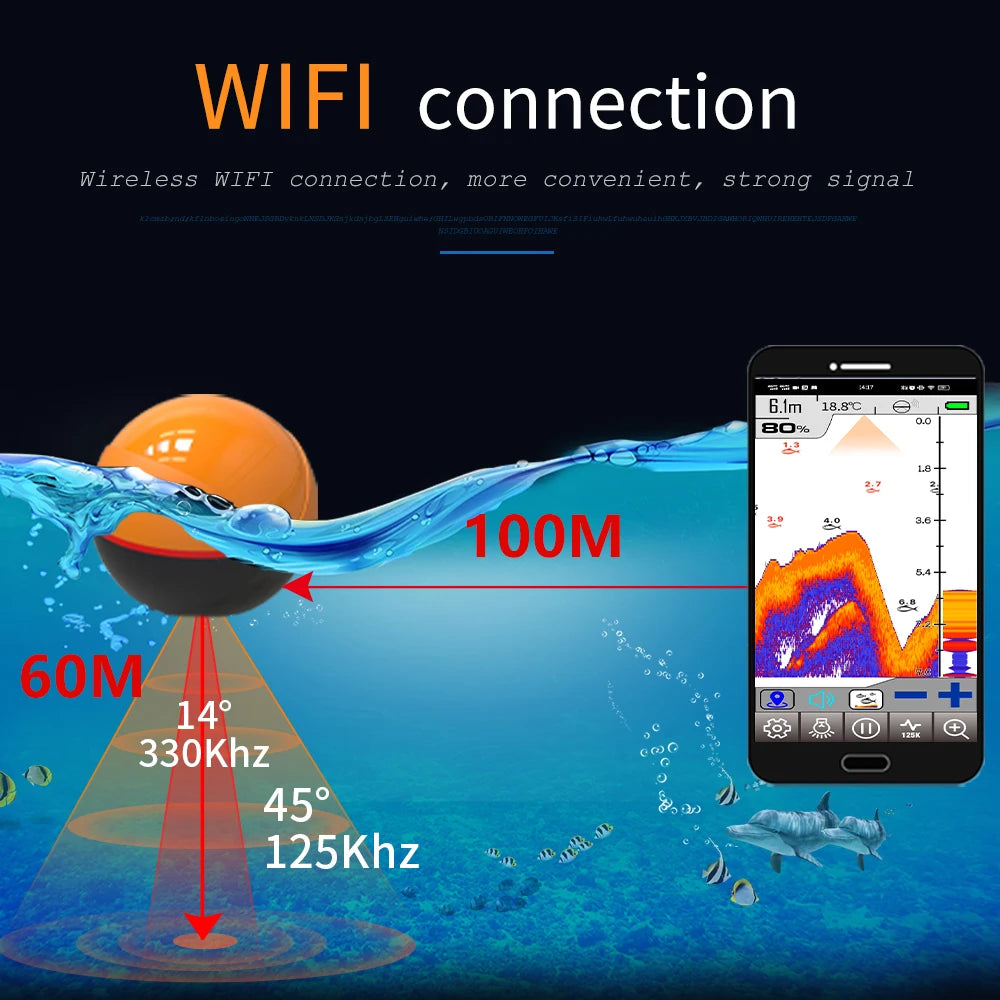 Erchang F68 Wifi Fish Finder Sonar For Fishing 125khz/330khz