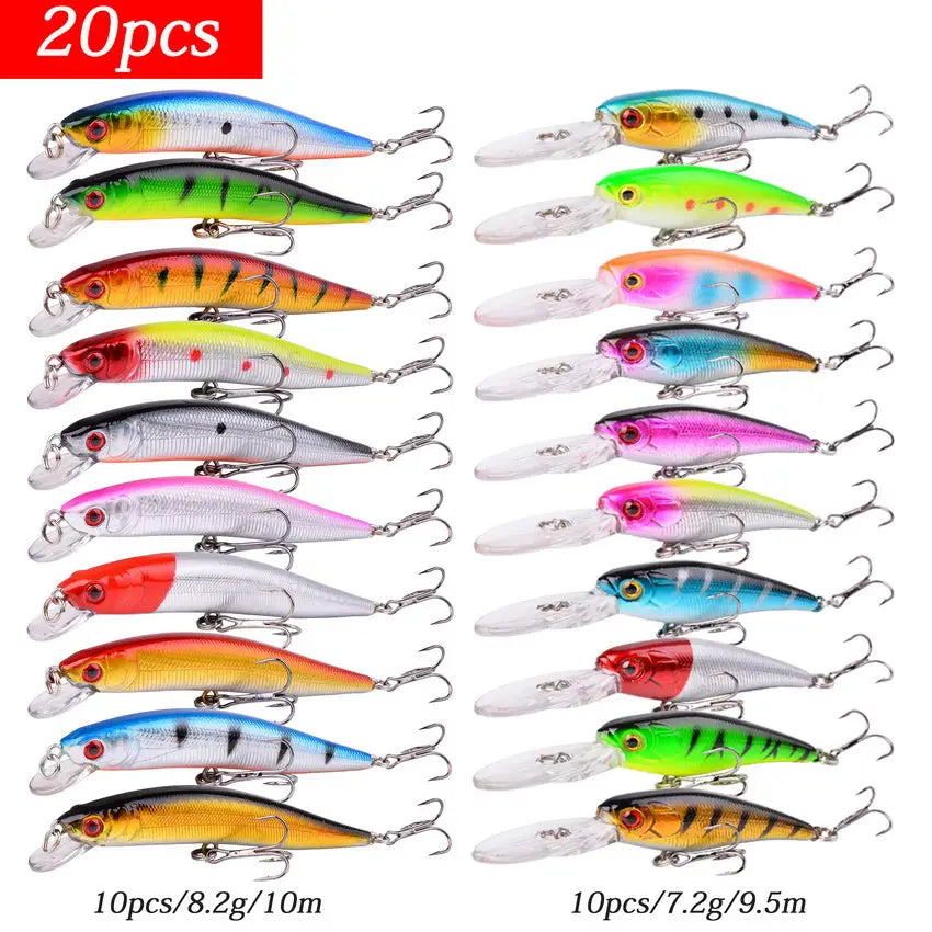 Mixed Fishing Lure Kit - Crankbait, Minnow, Popper & Bass Baits